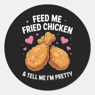 Adesivo Redondo Arte de Frango Frito Para Homens Mulheres Crianças