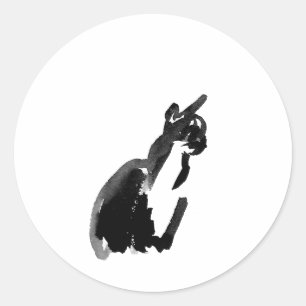 Adesivo Redondo Arte de Gato com Tinta e Pincel Wash
