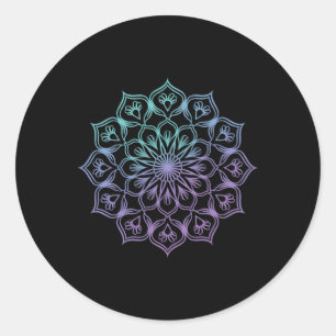 Adesivo Redondo Arte de Geometria Fractal Sagrada Mandala Aquarela