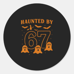 Adesivo Redondo Arte de Halloween Assombrado 67 Seis Sete Meme 1 (