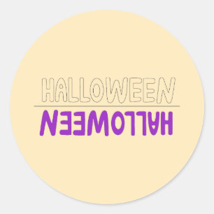 Adesivo Redondo Arte de Halloween Roxo com Charme Louco