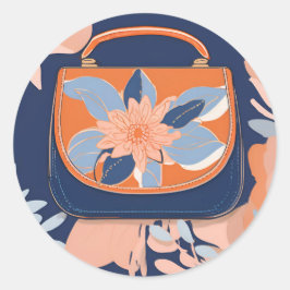 Adesivo Redondo Arte de IA laranja azul tropical
