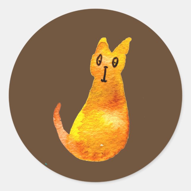 Adesivo Redondo Arte de ilustração de aquarela gengibre (Frente)