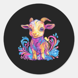 Adesivo Redondo Arte de Ilustração de Capim Arco-Íris Vibrante