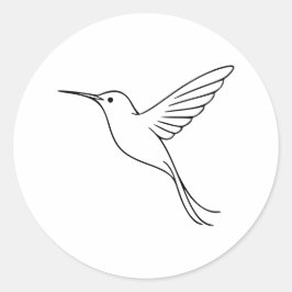 Adesivo Redondo Arte de linha de beija-flor minimalista em voo