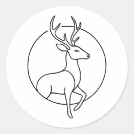 Adesivo Redondo Arte de Linha Minimalista de Veado – Arte de Anima