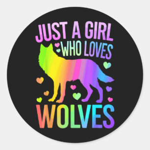 Adesivo Redondo Arte de Lobo Fofo Para Mulheres Meninas Pacote de
