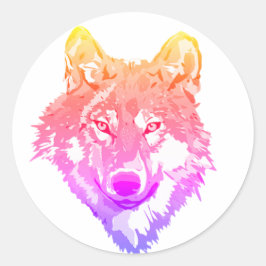 Adesivo Redondo Arte de lobo solitário em dois tons