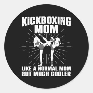 Adesivo Redondo Arte de Mãe de Kickboxing Para Mulheres Mãe Kickbo