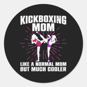 Adesivo Redondo Arte de Mãe Kickboxing Para Mãe Mulheres Kickboxer