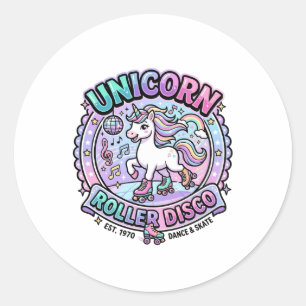 Adesivo Redondo Arte de Marketplace Pronta para POD Unicorn Roller