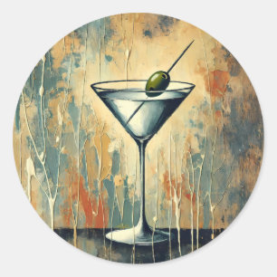 Adesivo Redondo Arte de Martini em Mídia Mista do Meio do Século