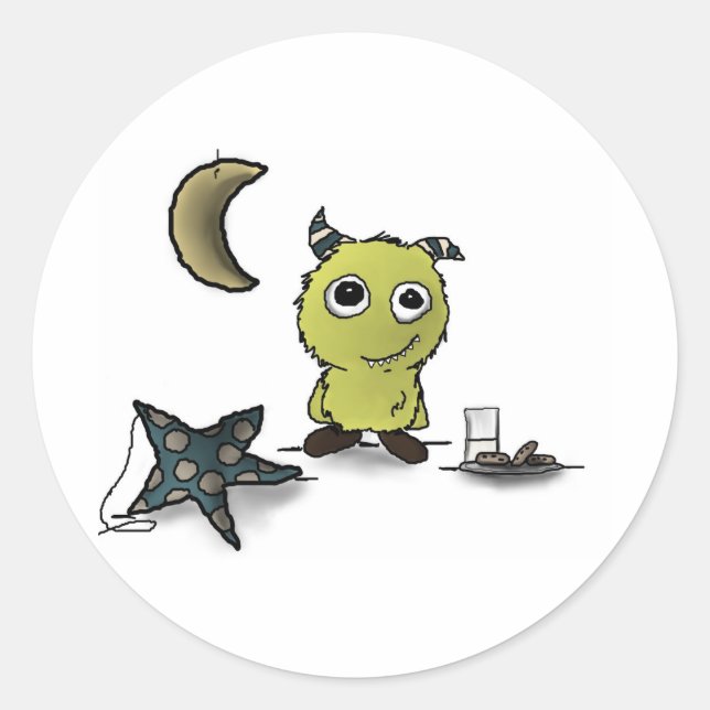 Adesivo Redondo Arte de Monstro de Segurança de Cookies (Frente)