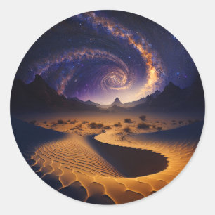 Adesivo Redondo Arte de Paisagem Surreal do Desert Galaxy