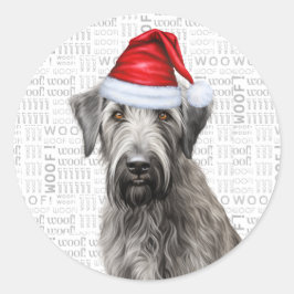 Adesivo Redondo Arte de Palavras Festiva de Lobo Irlandês Natal