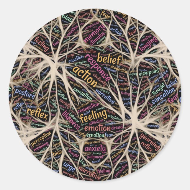 Adesivo Redondo Arte de Palavras Inspiradora de Experiência Humana (Frente)