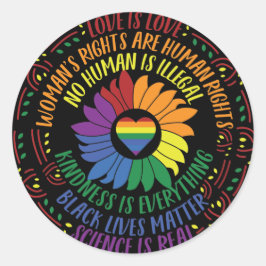 Adesivo Redondo Arte de Palavras sobre Justiça Social