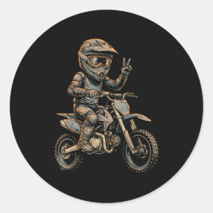 Adesivo Redondo Arte de Piloto de Moto Cross
