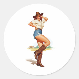 Adesivo Redondo Arte de Pin-up da Revolta