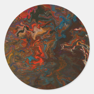 Adesivo Redondo Arte de Pintura de Fluxo Mineral Vibrante