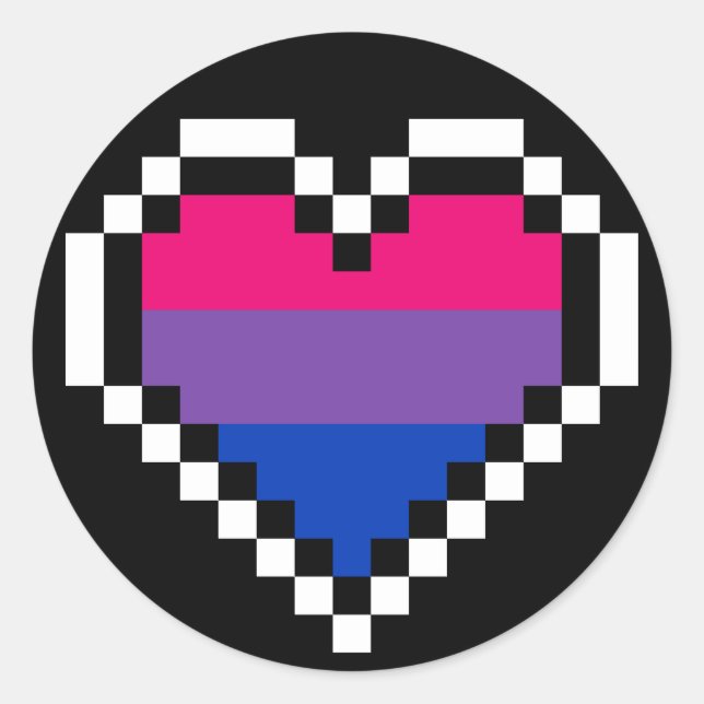 Adesivo Redondo Arte de pixel do orgulho bissexual LGBT (Frente)