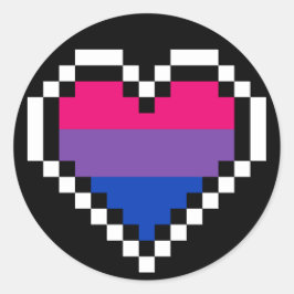 Adesivo Redondo Arte de pixel do orgulho bissexual LGBT