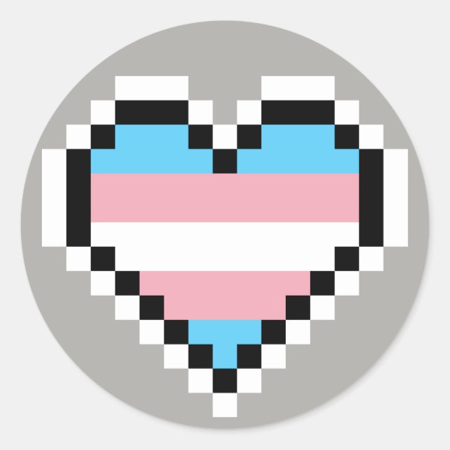 Adesivo Redondo Arte de pixel do orgulho transgênero LGBT (Frente)