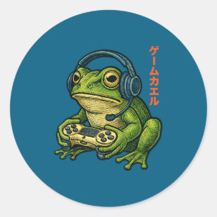 Adesivo Redondo Arte de Sapo Japonês para Gamer Homens Mulheres Me