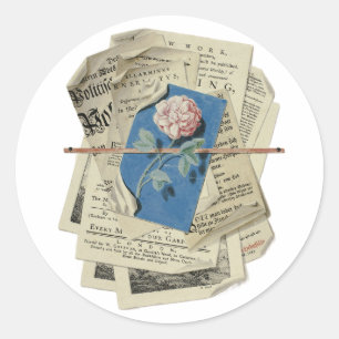Adesivo Redondo Arte de Scrapbooking de Avisos e Impressões postad
