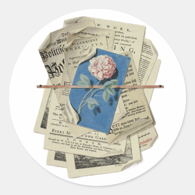 Adesivo Redondo Arte de Scrapbooking de Avisos e Impressões postad (Frente)