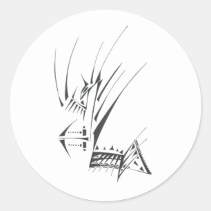 Adesivo Redondo Arte de Tatuagem Tribal Abstrata Preto e Branco 10