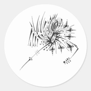 Adesivo Redondo Arte de Tatuagem Tribal Abstrata Preto e Branco 12
