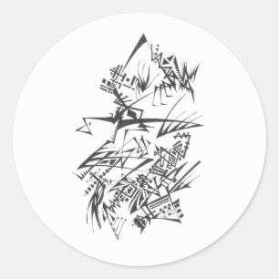 Adesivo Redondo Arte de Tatuagem Tribal Abstrato Preto e Branco 25