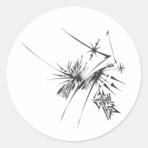 Adesivo Redondo Arte de Tatuagem Tribal Abstrato Preto e Branco 99