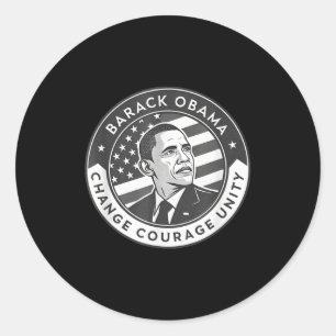 Adesivo Redondo Arte de Tributo a Barack Obama Mudar Coragem Unida