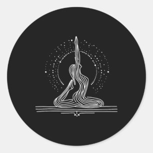 Adesivo Redondo Arte de uma linha do Fluxo de Yoga