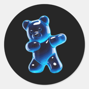 Adesivo Redondo Arte de Urso de Goma Engraçado para Homens Mulhere