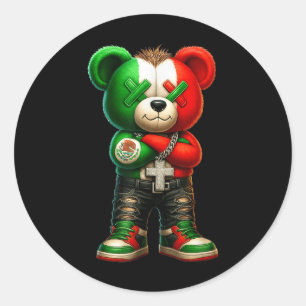 Adesivo Redondo Arte de Urso de Rua Mexicano