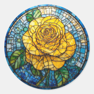 Adesivo Redondo Arte de Vidro Manchado Circular Rosa Amarela Vibra
