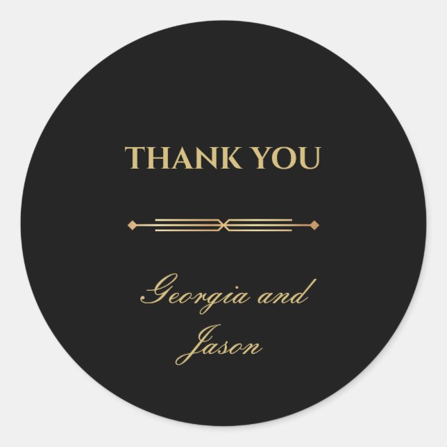 Adesivo Redondo Arte deco, casamento na moda moderno (Frente)