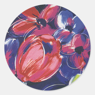 Adesivo Redondo Arte Deco Flores Vintage, Tapeçaria Floral de Tuli