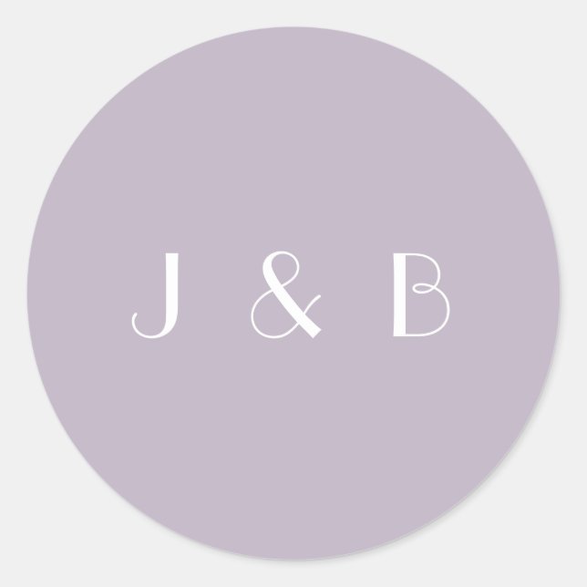 Adesivo Redondo Arte Deco Vintage Monograma Simples Lilás Pó  (Frente)