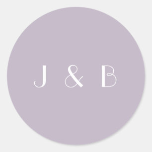 Adesivo Redondo Arte Deco Vintage Monograma Simples Lilás Pó 