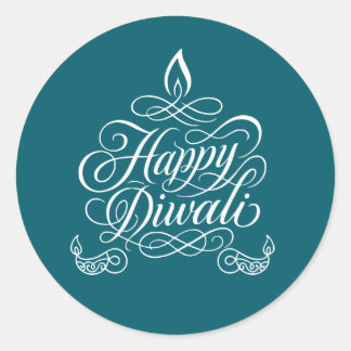 Adesivo Redondo Arte Decorativa "Happy Diwali"