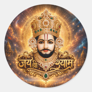 Adesivo Redondo Arte Devocional Jai Shri Khatu Shyam Ji