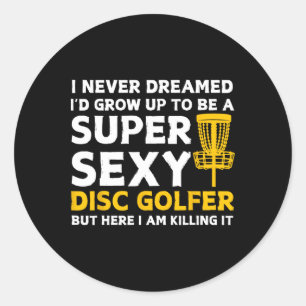 Adesivo Redondo Arte Divertida de Golfe de Disco para Homens e Mul