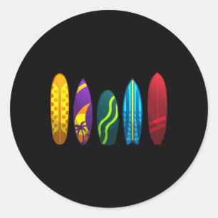 Adesivo Redondo Arte Divertida de Surf para Homens Mulheres Crianç