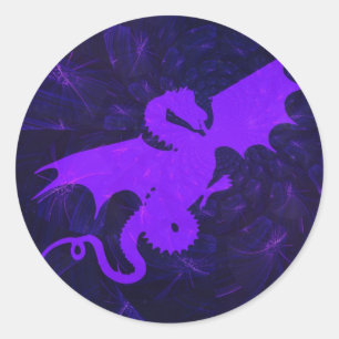 Adesivo Redondo Arte do Dragão Violeta Místico