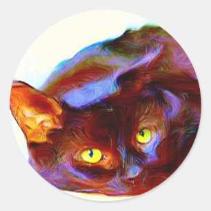 Adesivo Redondo Arte do gato preto