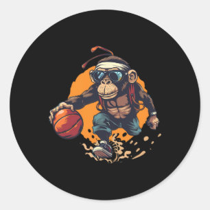 Adesivo Redondo Arte do Macaco Caveira Colorido Jogador de Caveira